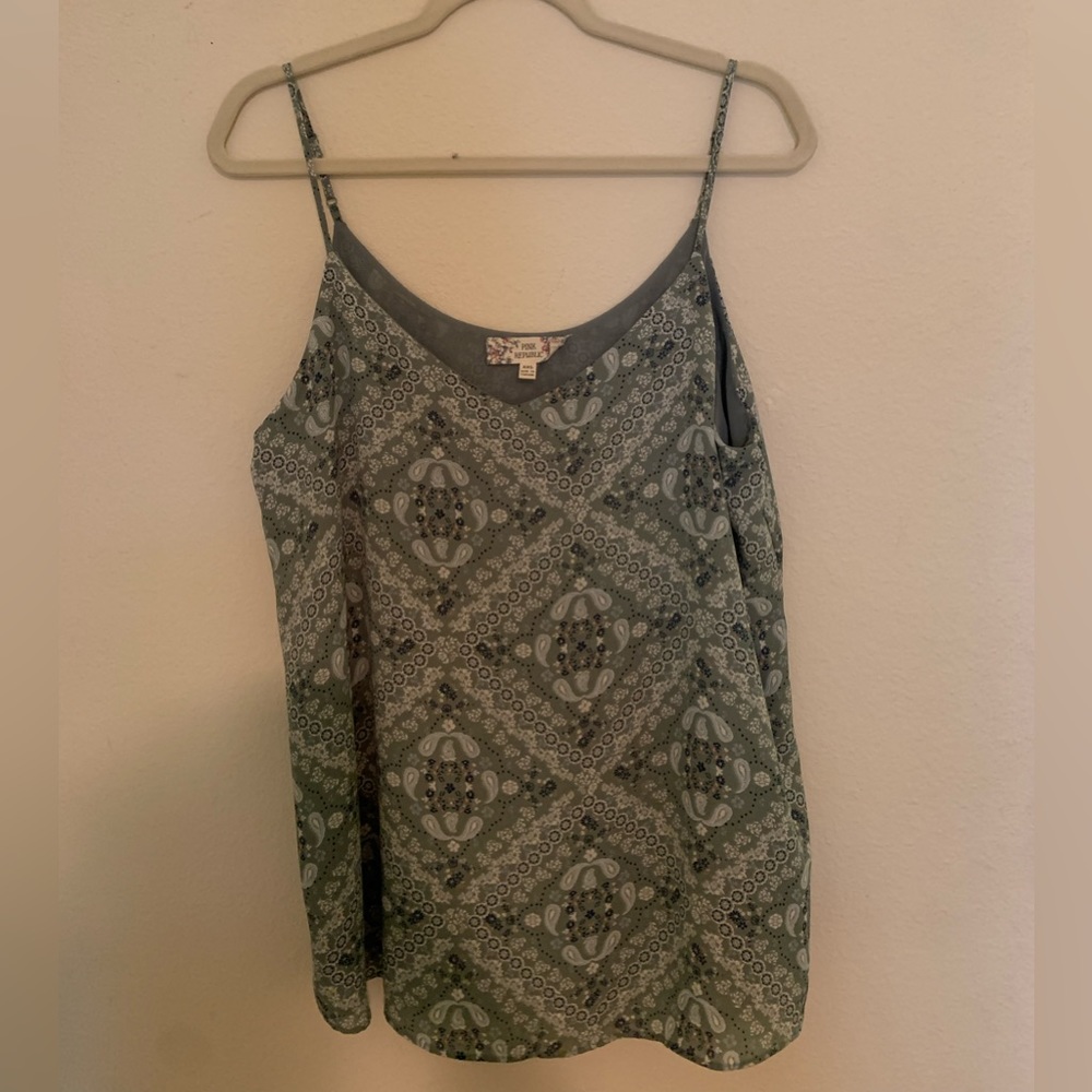 Sage Green Paisley Print Tank Top